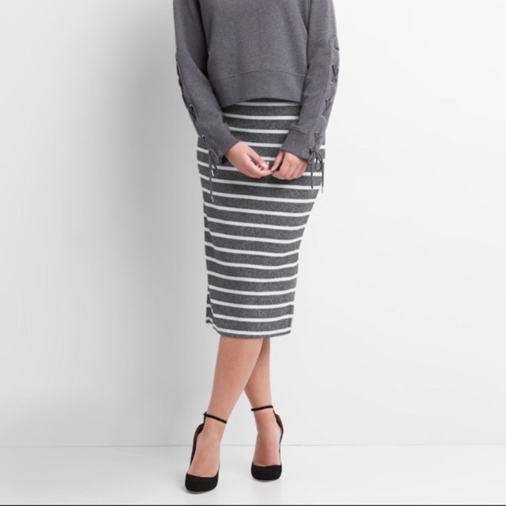 GAP striped sweater ribbed midi pencil skirt